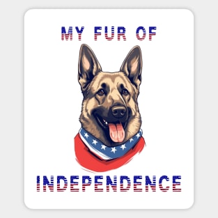 German Shepherd Funny USA Flag 4th of July Fur Of Independence Magnet